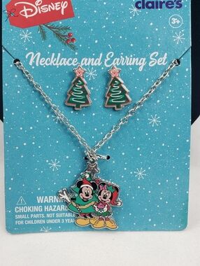 Disney's Mickey and Minnie Christmas Necklace and Earring Set